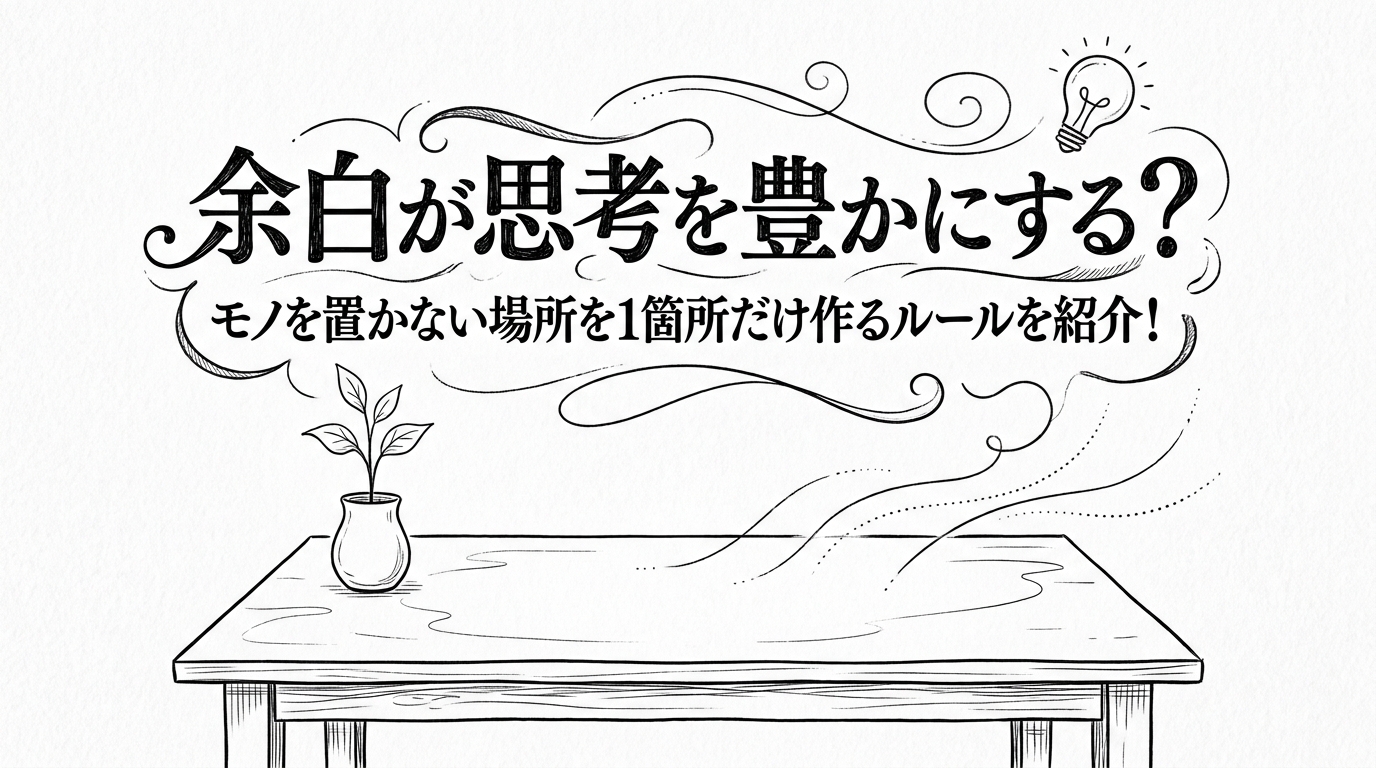 余白が思考を豊かにする？モノを置かない場所を1箇所だけ作るルールを紹介！