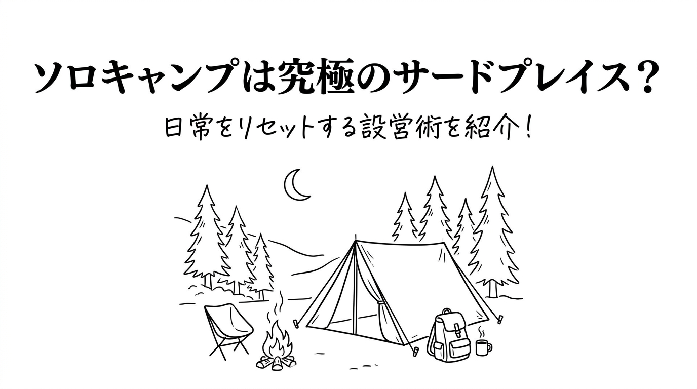 ソロキャンプは究極のサードプレイス?日常をリセットする設営術を紹介!
