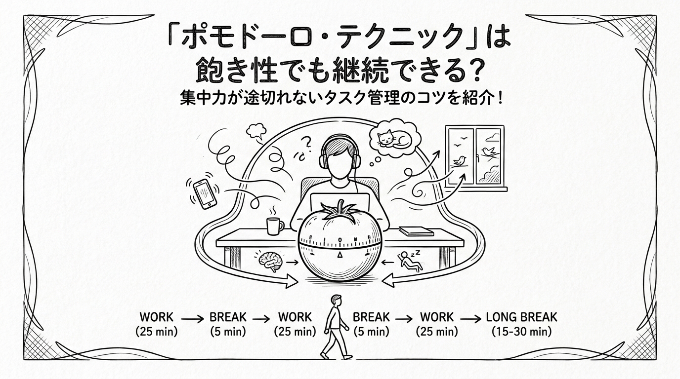 「ポモドーロ・テクニック」は飽き性でも継続できる?集中力が途切れないタスク管理のコツを紹介!