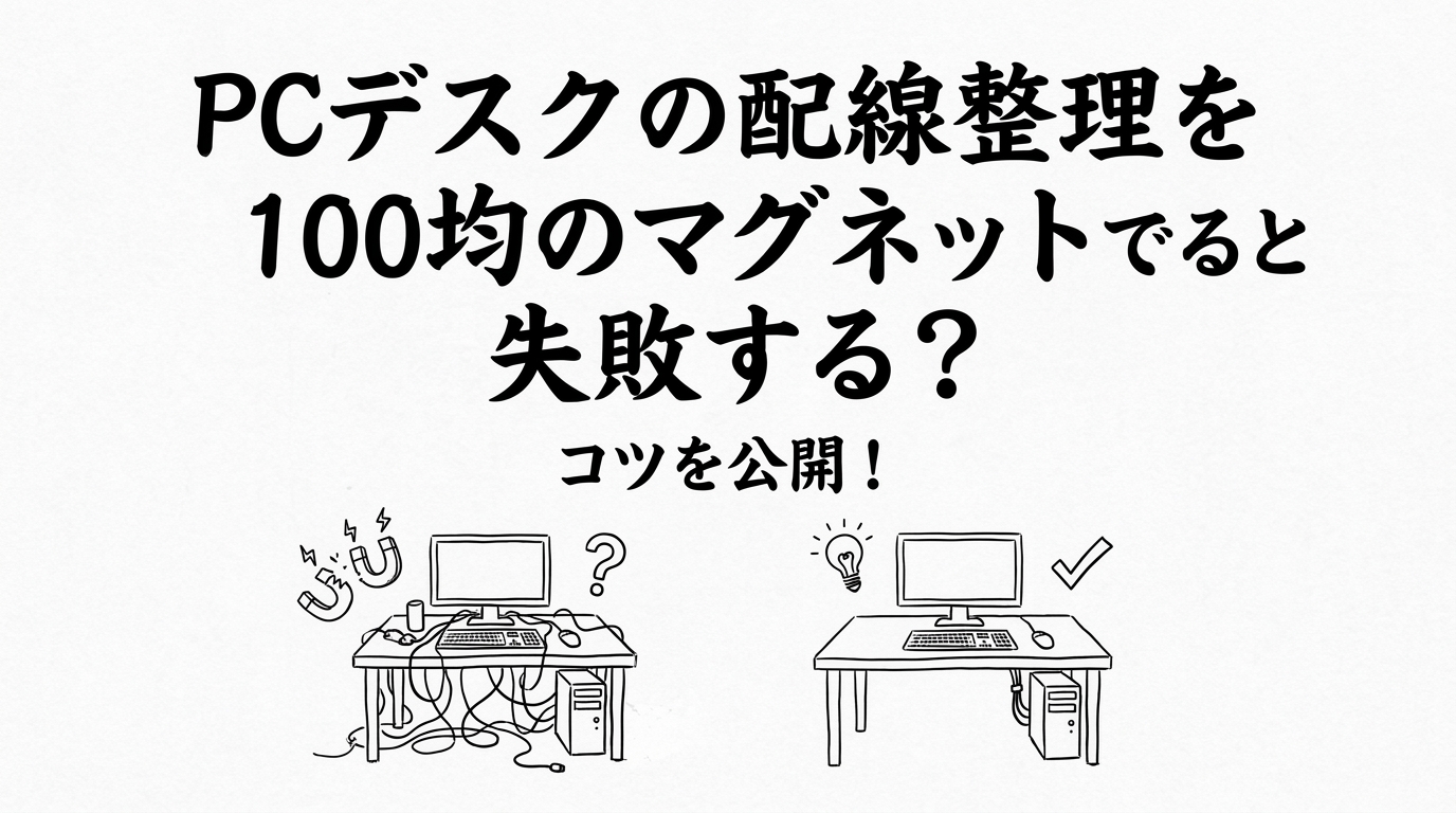 pcデスクの配線整理を100均のマグネットですると失敗する？コツを公開！