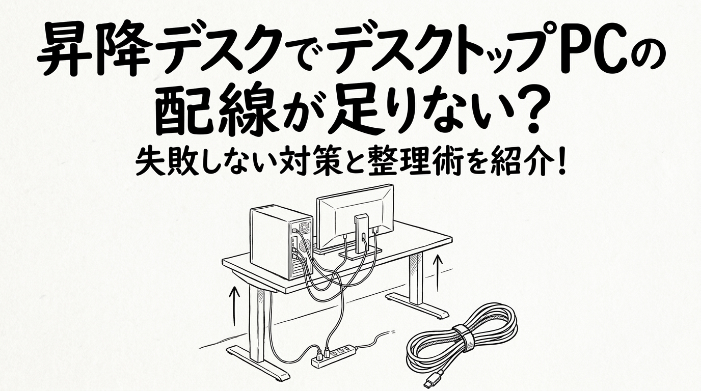 昇降デスクでデスクトップPCの配線が足りない?失敗しない対策と整理術を紹介!