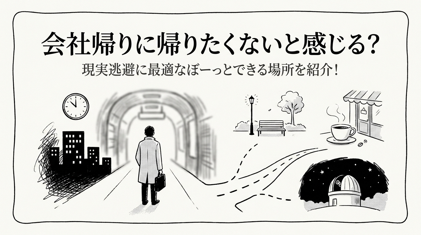 会社帰りに帰りたくないと感じる?現実逃避に最適なぼーっとできる場所を紹介!