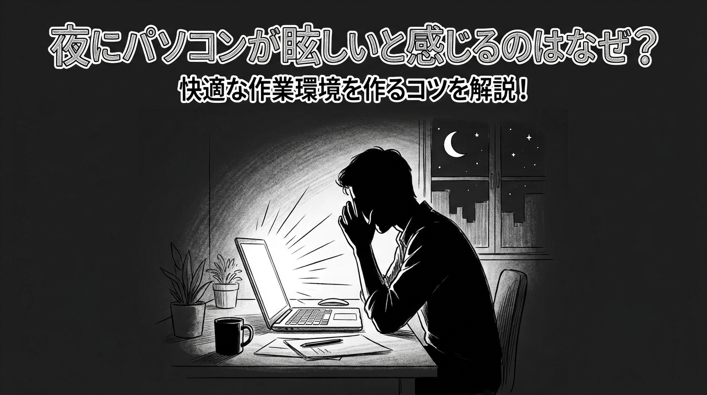 夜にパソコンが眩しいと感じるのはなぜ?快適な作業環境を作るコツを解説!