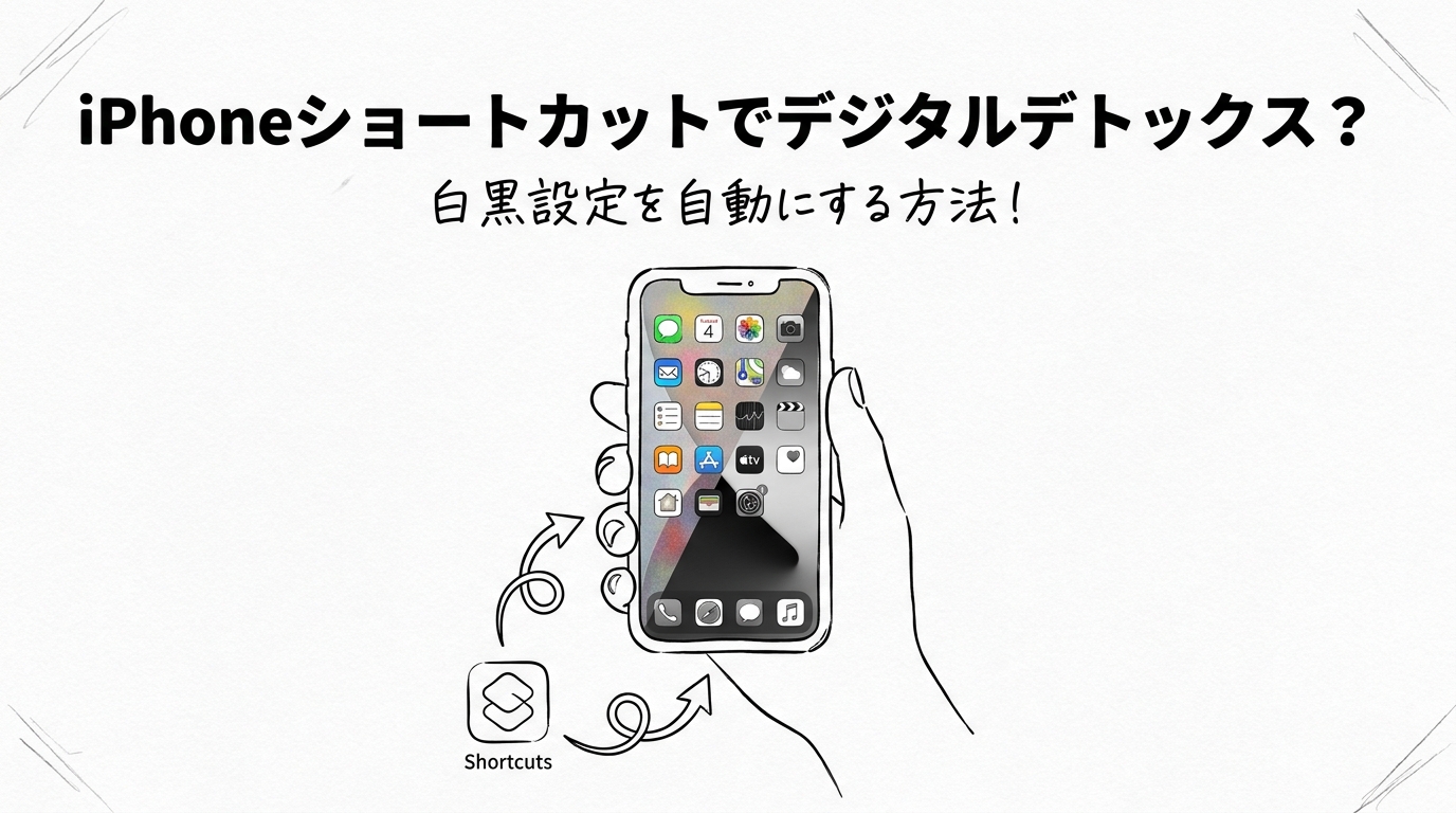 iPhoneショートカットでデジタルデトックス？白黒設定を自動にする方法！